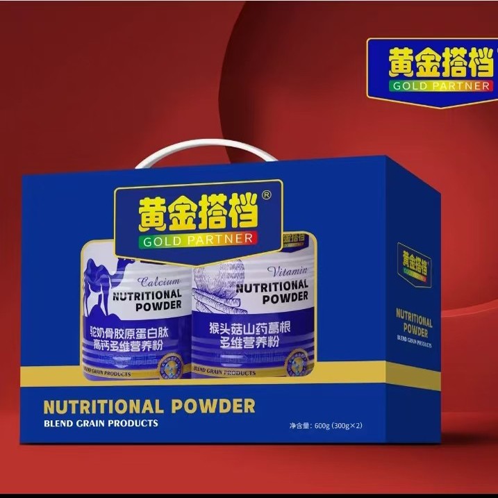 黄金搭档 猴头菇葛根多维营养粉 300g*2罐礼盒装*2件