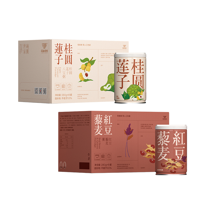 同福 木糖醇桂圆莲子八宝粥/红豆藜麦粥 280g*8罐/箱