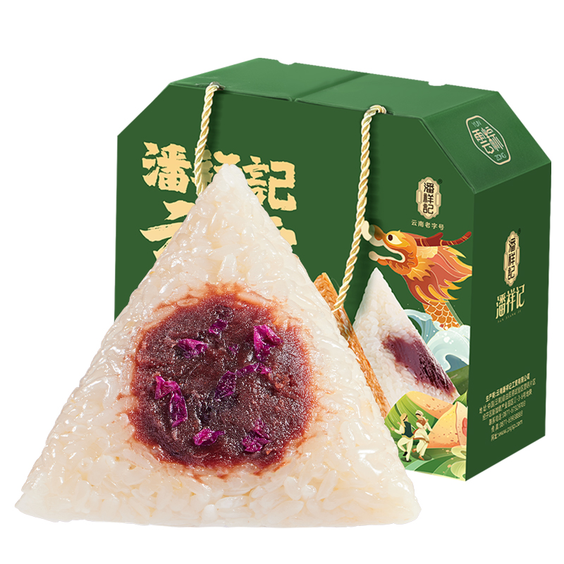 云南老字号，潘祥记 鲜花豆沙粽礼盒装 100g*6只